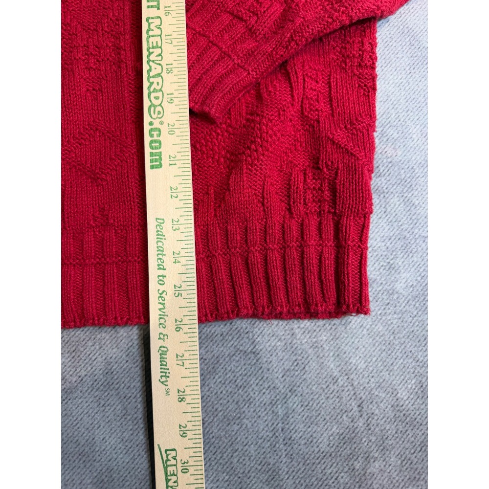 Lake Harmony USA Vintage Red Textured Knit Cotton Crewneck Sweater Mens Large - Picture 4 of 6
